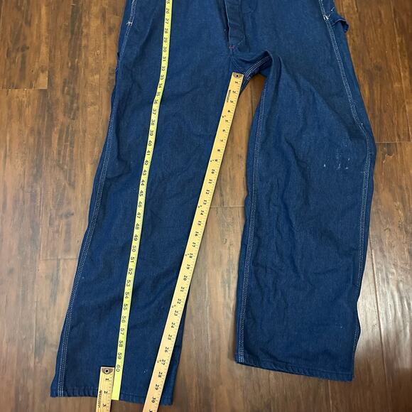 Vintage BIG MAC Square Bak Bib Overalls Blue USA Dungaree Carpenter - Picture 15 of 16